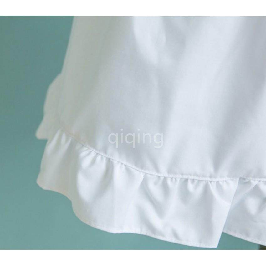 Tự Khánh Phong Cách Victoria Pinafore Tạp Dề Người Giúp Việc Ren Smock Trang Phục Trắng Xù Túi