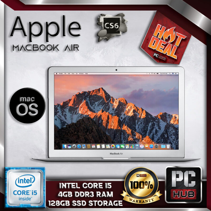 MAC BOOK AIR 13 = INTEL CORE I5 2.70GHZ / 4GB DDR3 RAM MEMORY / 128GB SSD FLASH STORAGE / MAC OS MOJAVE / 13 INCH ( PC HUB ) Malaysia