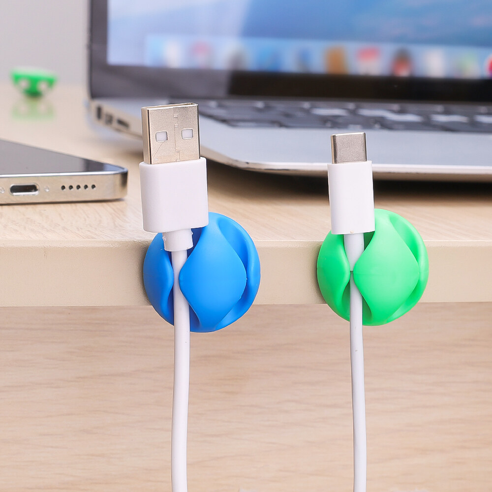 Cable Organizer Silicone USB Cable Winder Flexible Cable Management Clips for Mouse Earphone Holder
