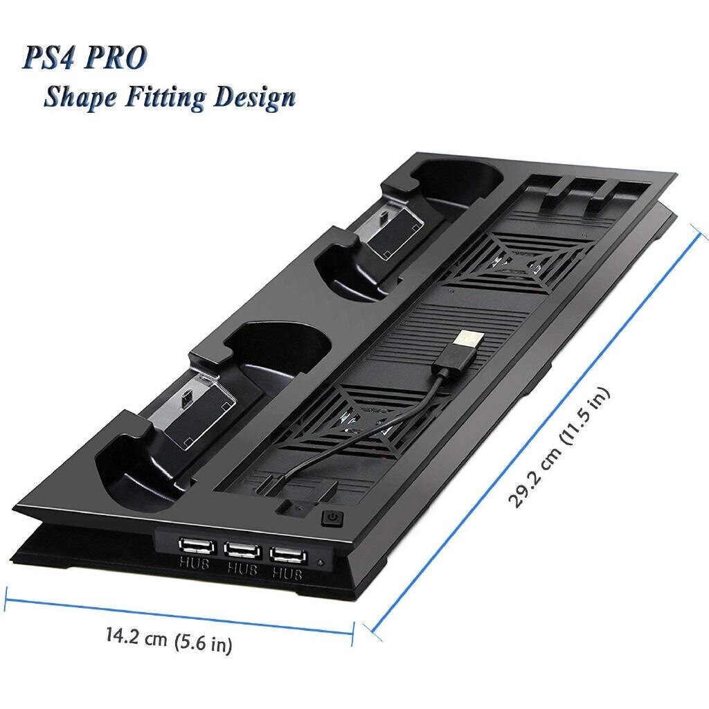 PS4 Pro Console Vertical Stand 2 Controller Charger Charging Dock 2 Cooling Fan for Playstation 4 Cooler PS 4 Accessory