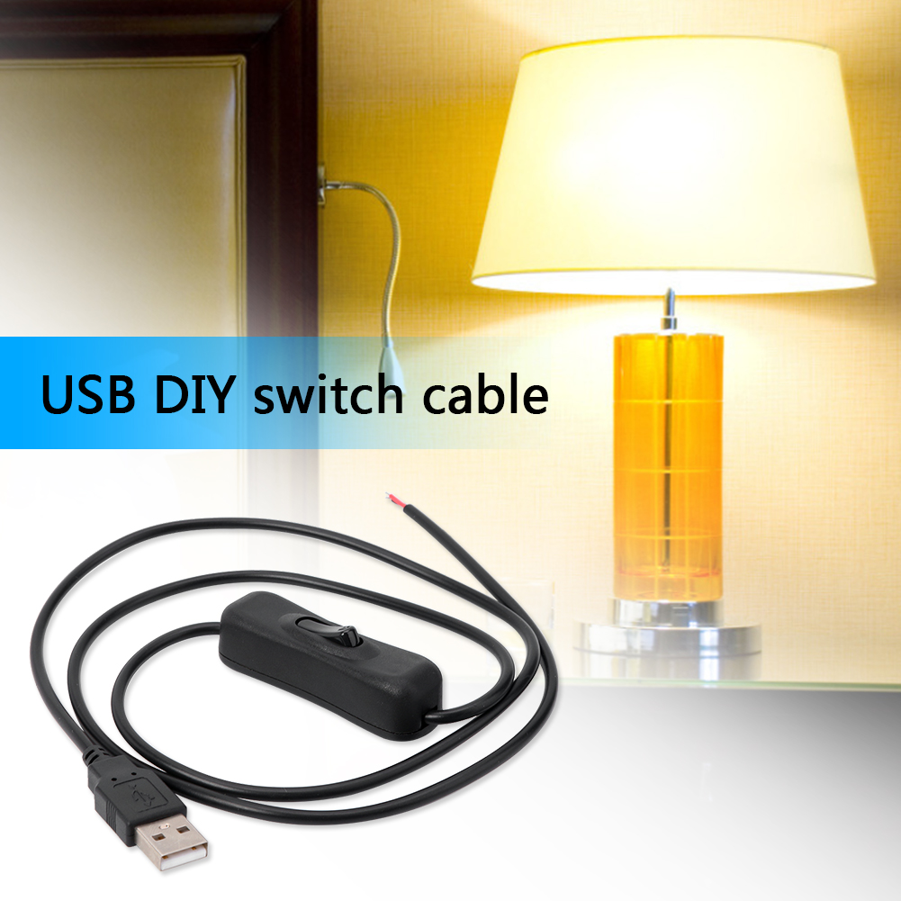 Cáp Nguồn USB 1M 5V 2 Chân USB 2.0 Đầu Đực Tự Làm Nối Dài Có Công Tắc