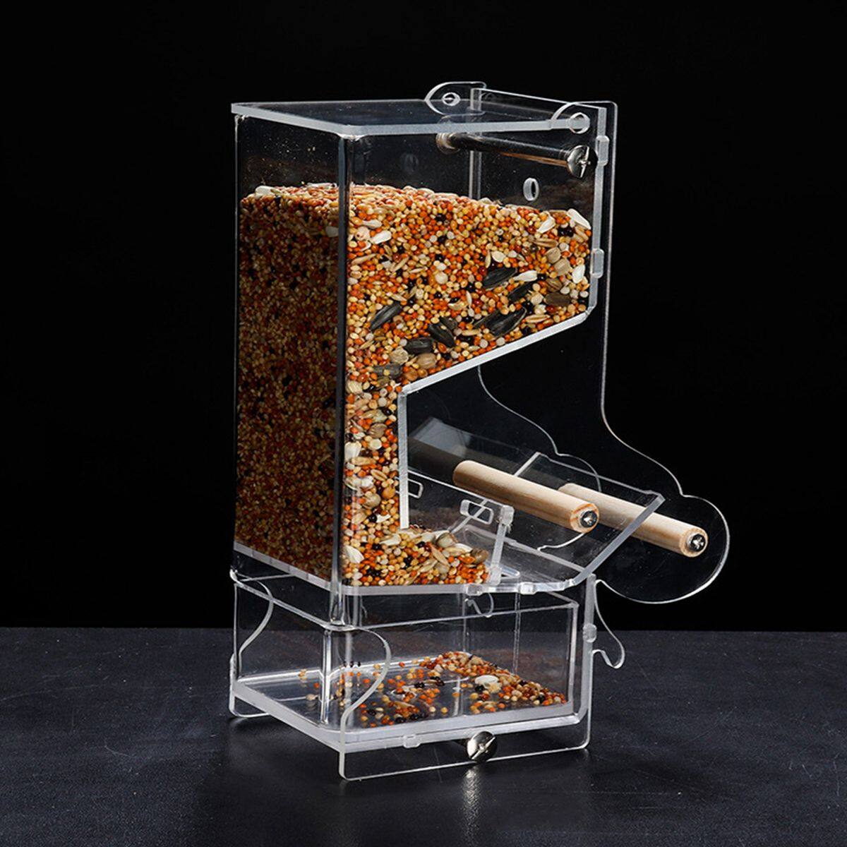 XINLEY Cockatiel Acrylic Automatic Parakeet Bird Feeders Dispenser Parrot Feeding Bowl Cage Accessories