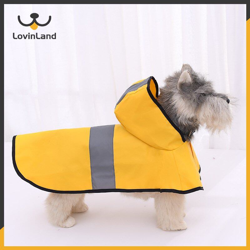 【Lovinland Pet】 Waterproof Dog Raincoat Medium And Large Dog Super Strong Waterproof Hooded Raincoat Teddy Panda Puppy Dog Pet Raincoat