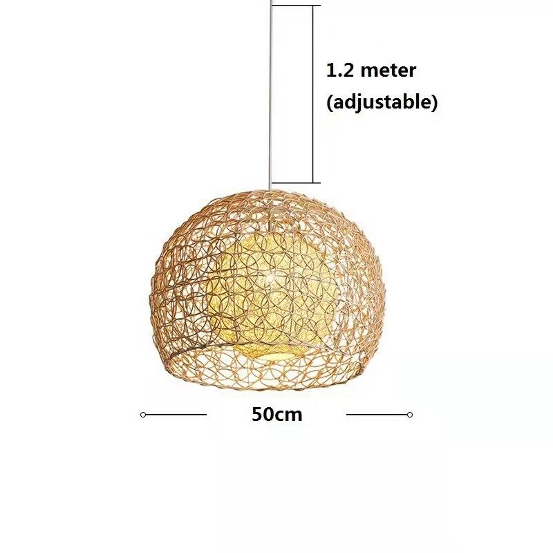 Japanese Lantern Pendant Lamp Droplights Ceiling Light Vintage Hanging Lamp Bamboo Rattan Chandelier Light Ceiling