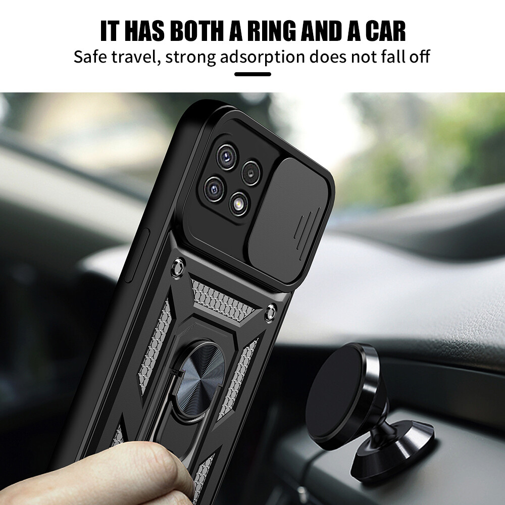 For Samsung Galaxy A22 A12 A42 5G Ring Stand Push Pull Camera Protect Case For Samsung Galaxy A12 A22 4G A42 M12 Car Magnetic Stand Ring Armor Shockproof Coque For samsung a22 a12 a42 m12