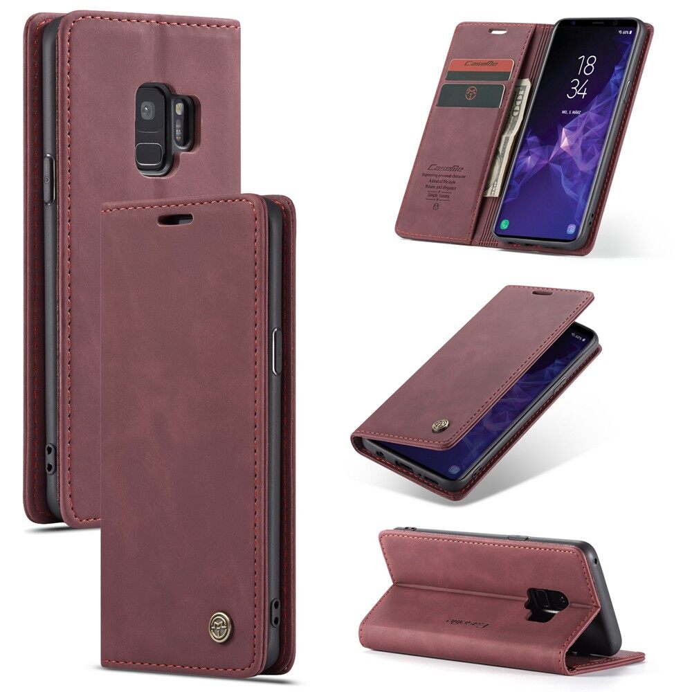 For Samsung Galaxy S9 / S9+ S9 Plus Retro Wallet Case Luxury Credit Card Stand Magnetic Leather Flip Cover Casing