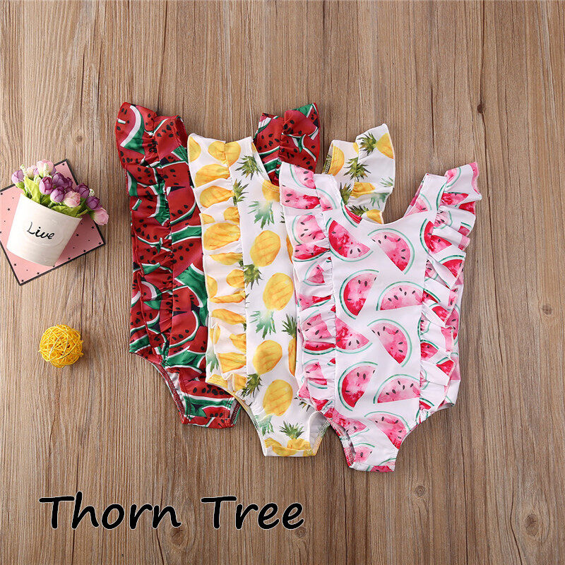 Babyhug Sleeveless  Two Piece Swimsuit with Fruit Print - Multicolour main image 1