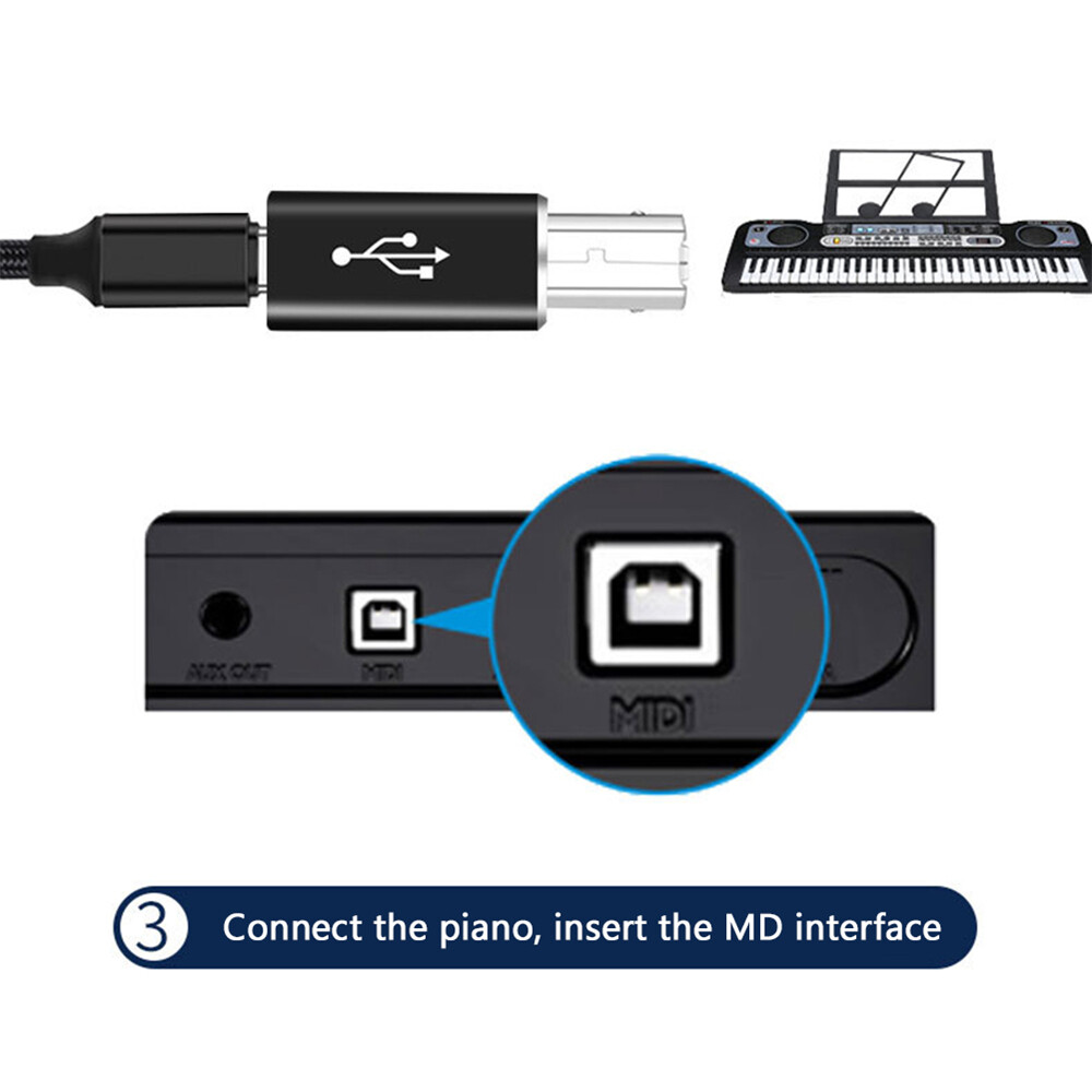 USB Type C Female to USB B Male Adapter for Scanner Printer Converter USB C Data Transfer Adapter for MIDI Controller Keyboard