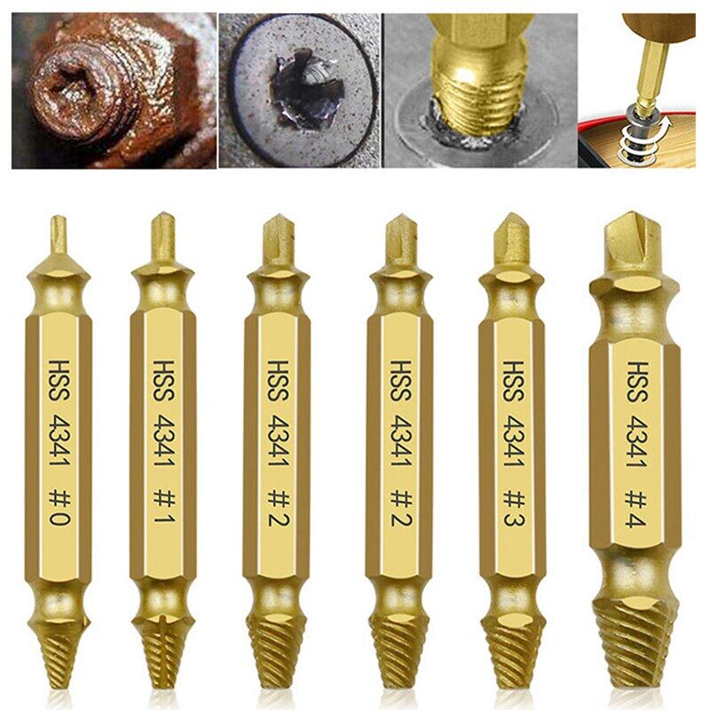 6pcs Damaged Screw Extractor Drill Bit Set Easily Out Broken Screw Bolt Remover Stripped Screws Extractor Demolition Tools