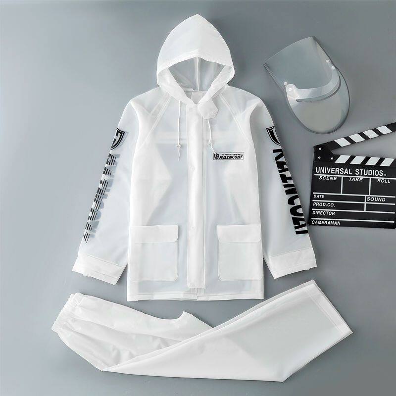 XINLANYASHE Raincoat, raincoat, full set, one-piece raincoat, thick raincoat, raincoat, EVA raincoat, adult, zipper, gloves, raincoat, outdoor men and women fashion poncho