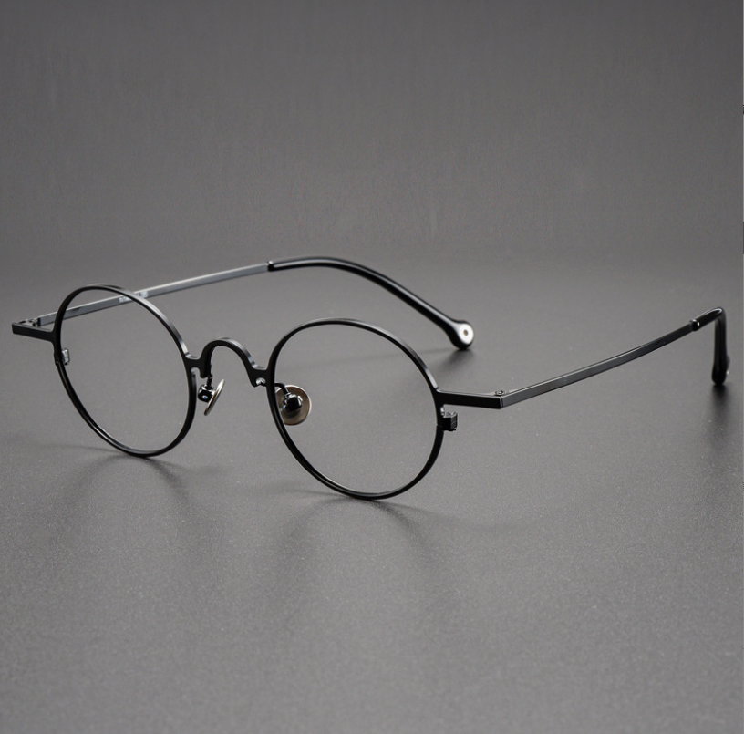 Pure Titanium Round Eyeglasses Frame Retro Men Optical Eyewear Replaceable Lens Prescription Ultralight Glasses Women Spectacle