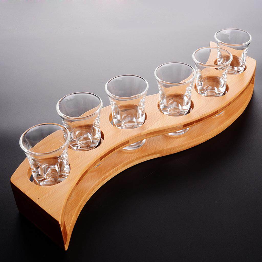 BolehDeals 4X Tre Kính Bắn Giá Đỡ Cocktail Sambuca Đảng Giá 6 Lỗ Hình Chữ S