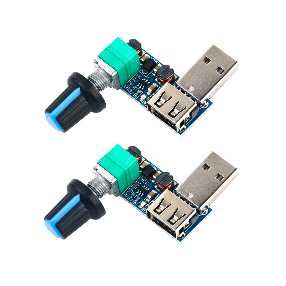 2Pcs DC 5V USB Fan Speed Controller Regulator Fan Stepless Speed Regulation Module Adjustable Potentiometer Fan Speed Controller Board