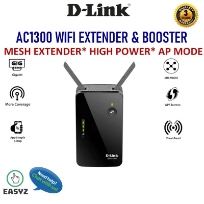 D-LINK DRA-1360 AC1300 Wireless Dual Band Gigabit Ethernet LAN WiFi Mesh Enabled EXO Wireless WiFi Range Extender/Repeater/Booster with 2 external antenna