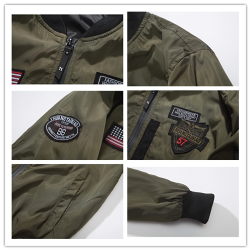 Áo Khoác Phi Công Nam Fuguiniao Áo Khoác Bomber Họa Tiết Cờ Mỹ Áo Khoác Phiên Bản Hàn Quốc M-4XL (Xám)
