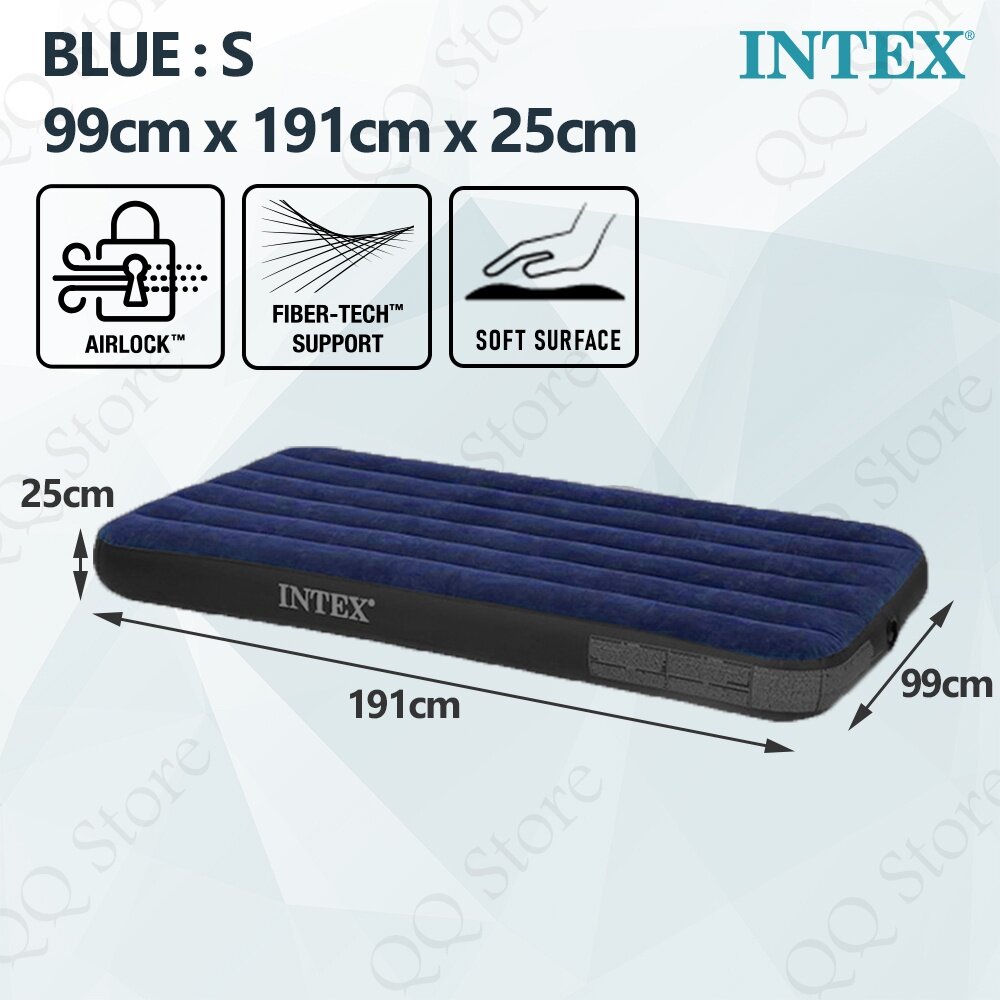 ♠INTEX Inflatable Air Bed Single Queen King Air Pump Mattress Katil
