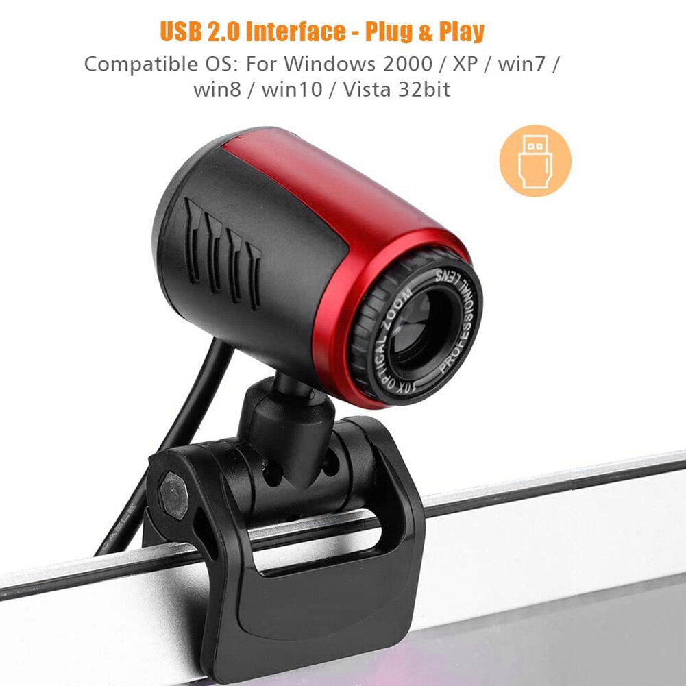 USB 2.0 Web Camera for Live Streaming Video Conference HD Webcam with MIC