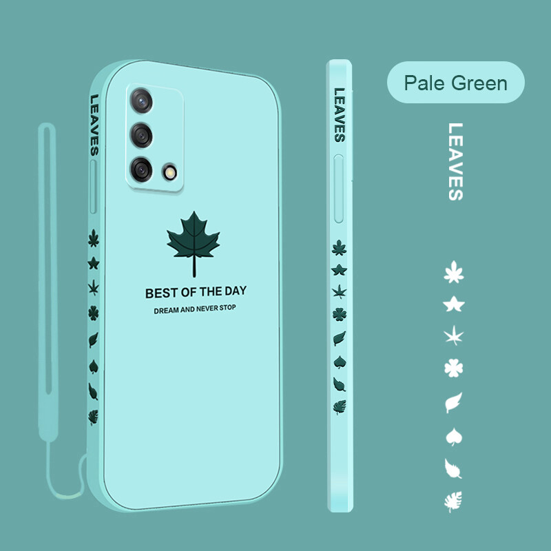 YBD Maple Leaf Pattern Phone Case for OPPO A74 4G F19 A95 4G Reno 6 lite 4G casing 2022 New Design Side Pattern Precise lens protection cover with free lanyard