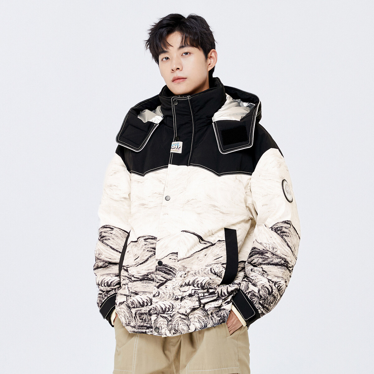 Semir Down Jacket Men Winter Loose Technical Jacket Urban Functional Style Spliced Tops Coat