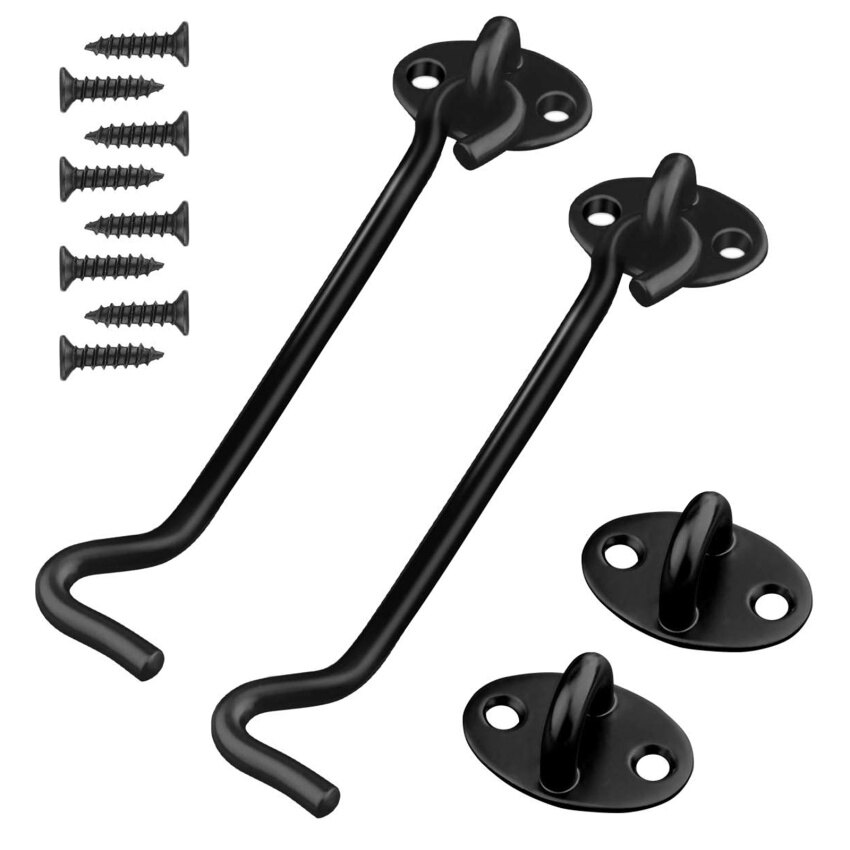 Hook And Eye Latch Black Cabin Hooks And Eye 2Pcs Metal Door Hook Latch Heavy Duty Cabinet Latches For Door Gate Window Closet Shed