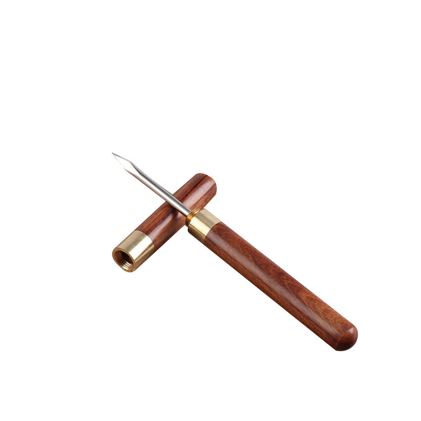 1Pc Chinese Sandalwood Tea Needle Rosewood Tea Cutter Pu'Er Tea Cone Tea Ceremony Accessories Stainless Steel Tea Needle