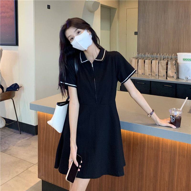 Cocoepps 2023 dresss korean style new women's summer polo neck dress gg