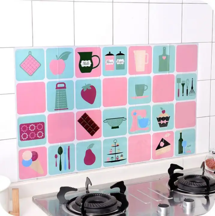 1pc Random Design Kitchen Wallpaper Sticker Wall Sticker Oil Proof Wallpaper Sticker Wall Deco Wall Sticker