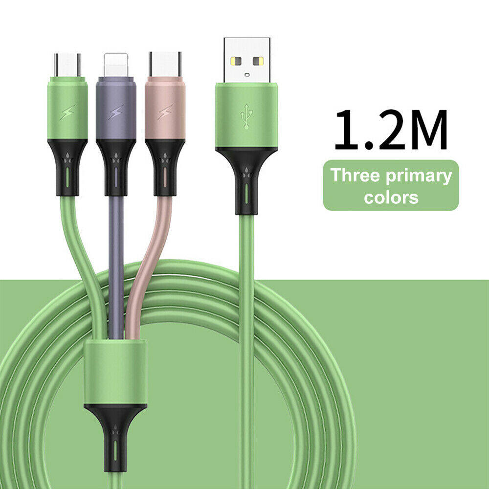 3 in 1 Data Cable Charging Cable Portable Silicone Charging Cable for Micro USB Type C iphone Samsung LeTV Xiaomi Huawei OPPO ViVo