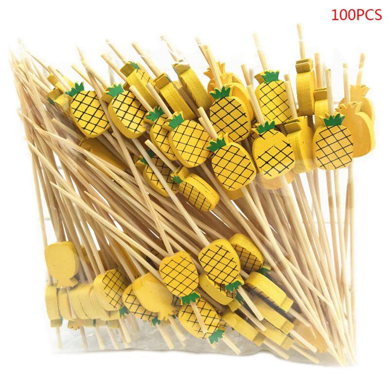 100 Pcs Disposable Bamboo picks Food Fruit Cocktail Handmade Toothpicks Picnic Party Supplies Decor