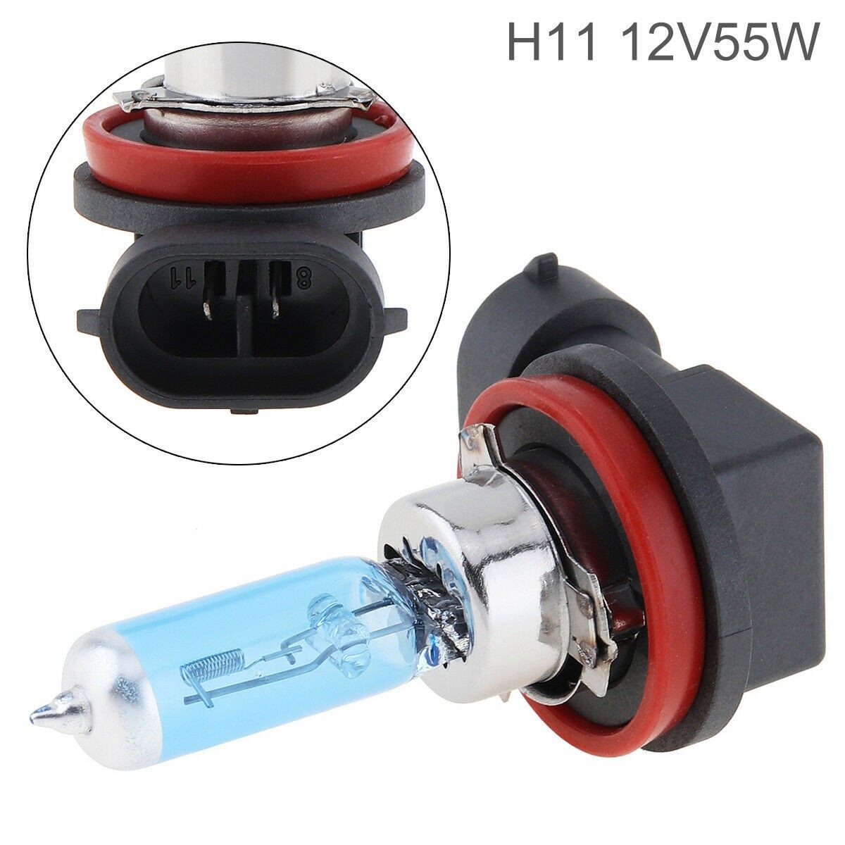 Car Auto H11 White Light Xenon Lamp Headlight Fog Bulb Lamp 55W 5000K 12V Parts