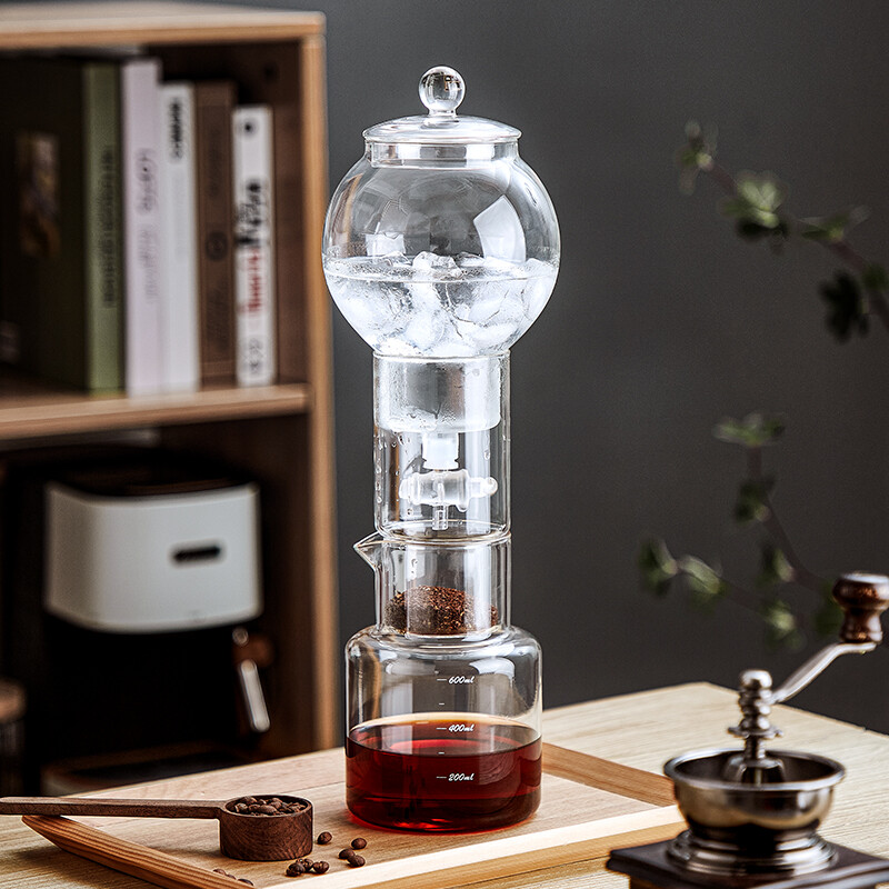 BINCOO Ice Drip Coffee Pot Glass Cold Brew Coffee Maker Household Drip 600ml