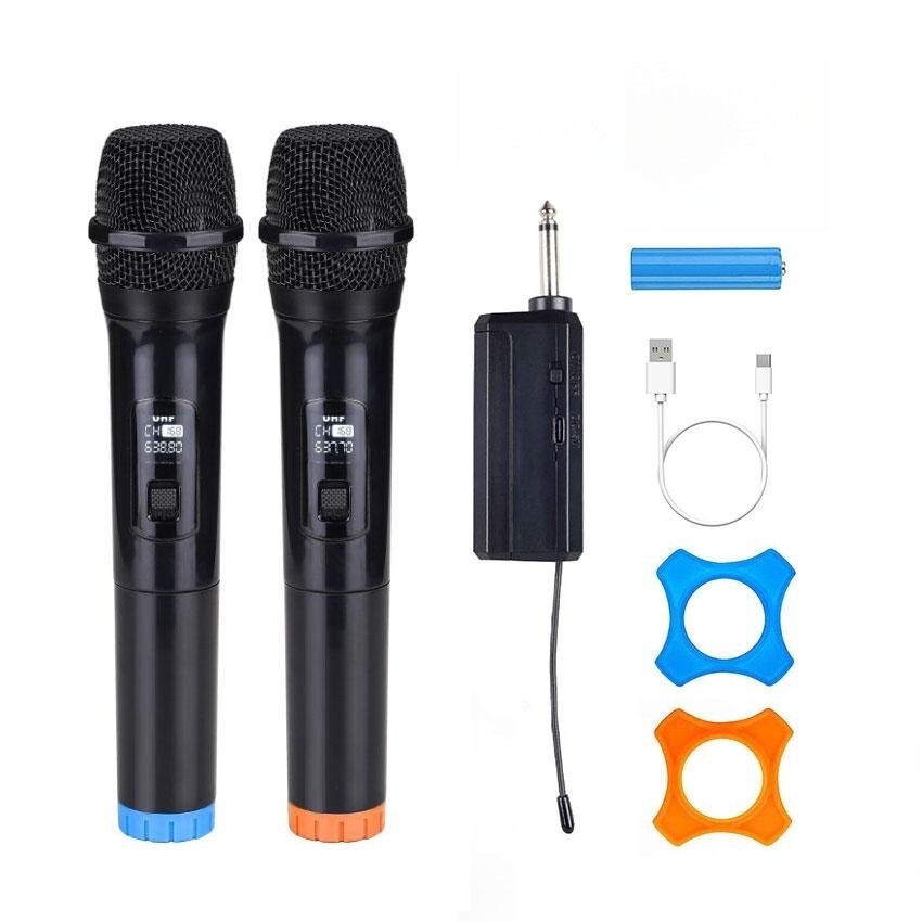 Wireless Microphone Dynamic Handheld Microphones Ka-raoke Microphone Mic with Rechargeable Receiver for Wedding Party Church Club