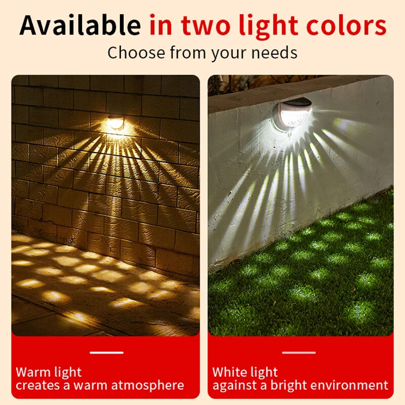 Solar Power Lamp LED Semicircular Wall-mounted Light Waterproof Outdoor Garden Decor Wall Night Lamps Landscape Fence Up-Stair Yard Lamp