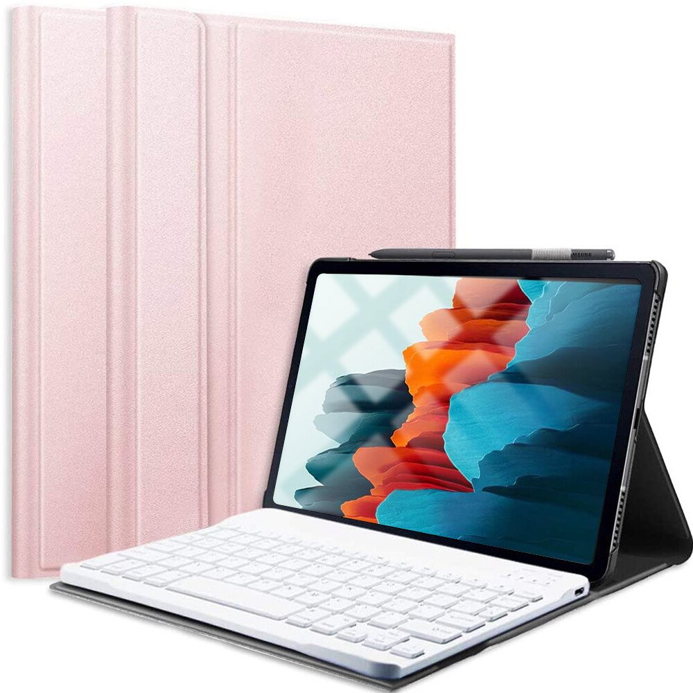 Keyboard Case for Samsung Galaxy Tab S9/S8/S7 11 inch, Tab S9 FE, Business Leather Folio Cover with Detachable Bluetooth Keyboard for Tab S6 Lite, Tab A8 10.5, Tab A9 Plus