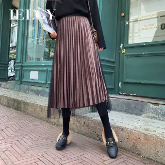 mid length velvet skirts