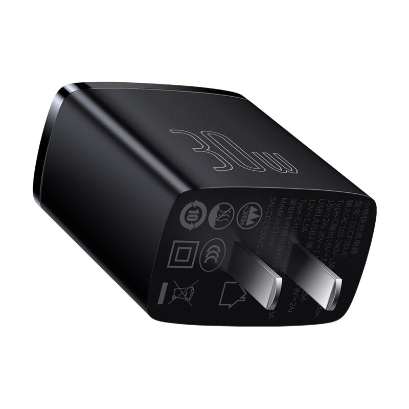 Baseus Sạc Nhanh Nhỏ Gọn 30W, USB Kép + Loại C PD3.0 QC3.0 Phích Cắm CN Mini Fast Chaging Rộng Rãi Tương Thích Dành Cho Apple Huawei Samsung Xiaomi Dành Cho Máy Tính Bảng IPad