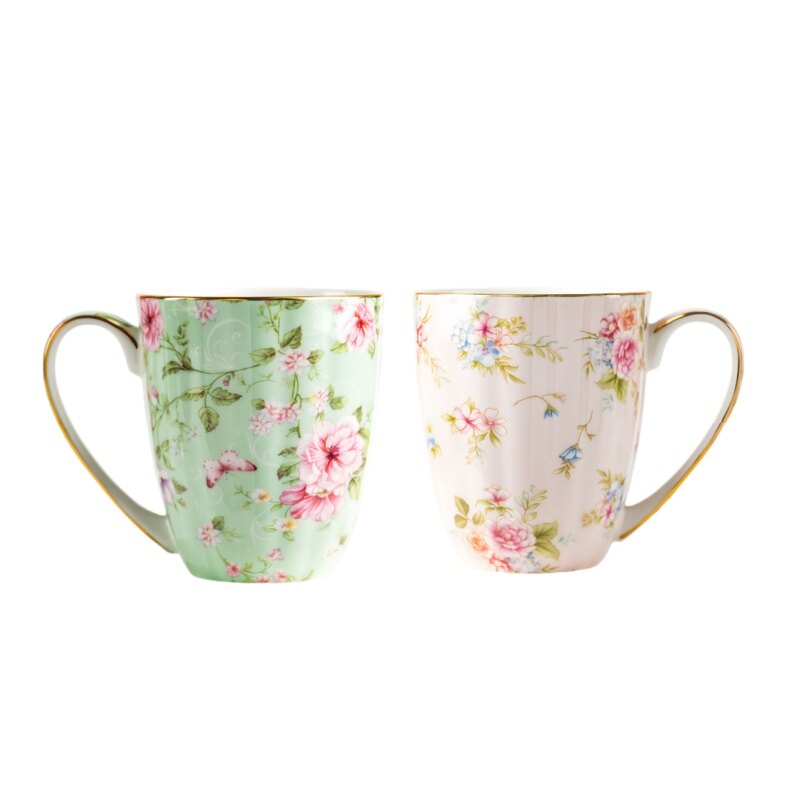 Omk phong cách đồng quê Pháp sang trọng cốc sứ mịn 400ml cốc cà phê với vành vàng
