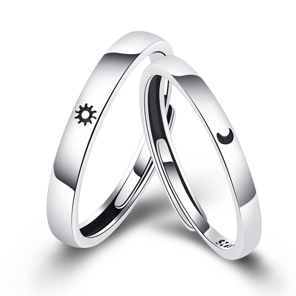 Creative Simple Moon Sun Adjustable Couple Rings Girl Boy Friend Jewelry Gift