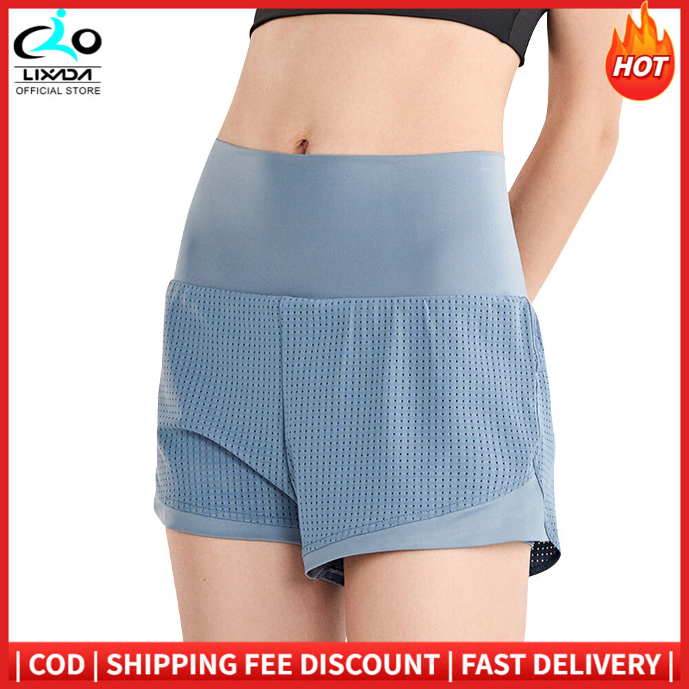 Women Sport Shorts Summer Hip Yoga Fitness Sportswear High Waist Quickly-dry Hot Workout Running Shorts LIXADA Yoga Mat Shorts