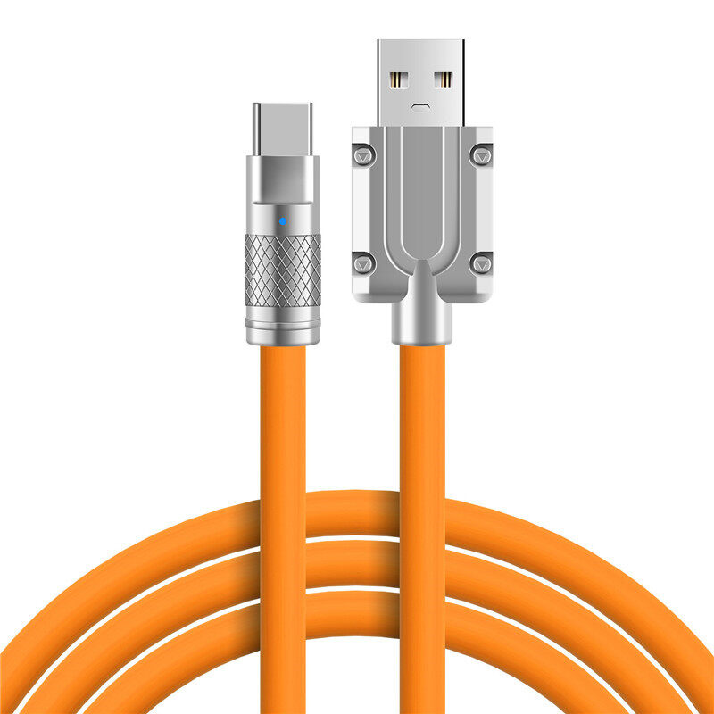 Vaorlo 2m 6a usb super fast charge silicone cable type c 120w flash charge charger line metal aircraft data transmission wire compatible with iphone14 promax 13pro 12 for micro xiaomi huawei infinix