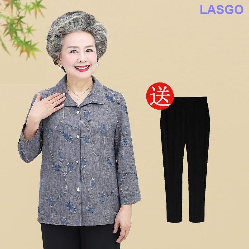 Elderly Spring Blouse Grandma Summer Suit One Piece Top 60 70 80 Year oldies-50-s-60-s-70-s-music-playlist-oldies-clasicos-50-60-70-old