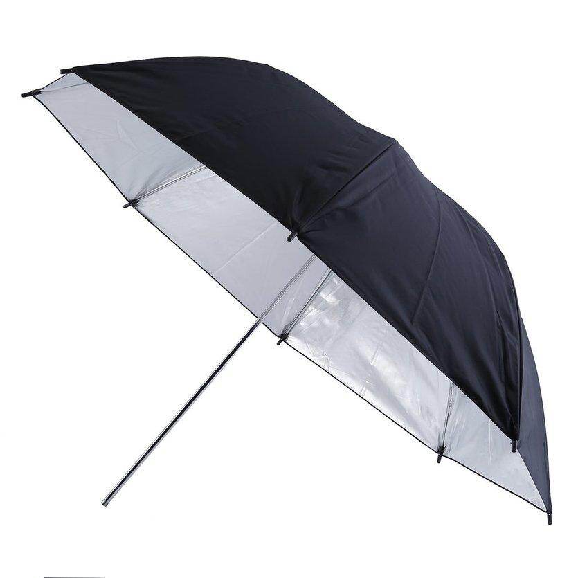 OH 83cm Studio Flash Light Grained Black Silver Umbrella Reflective Reflector