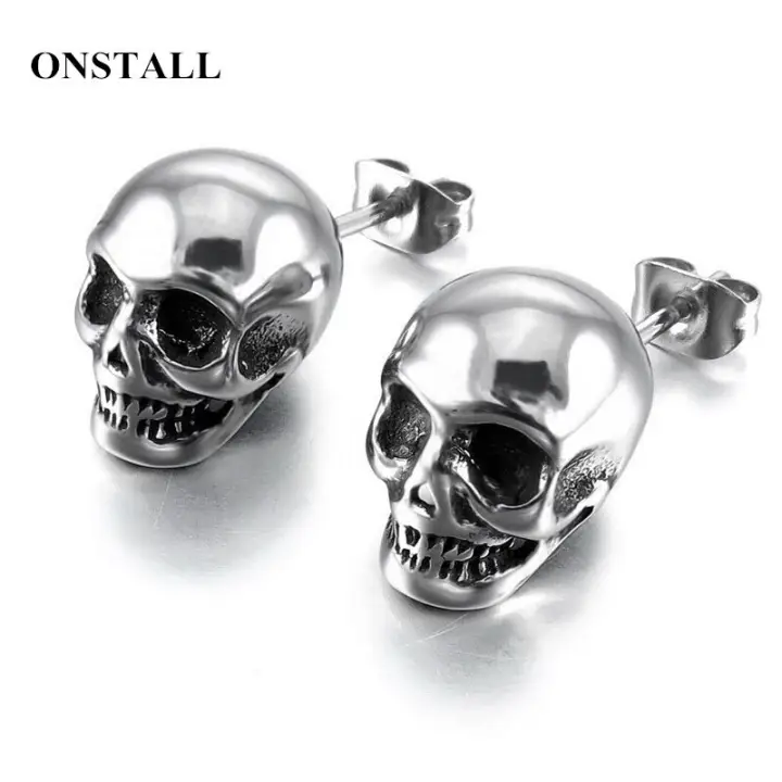 skull mens earrings