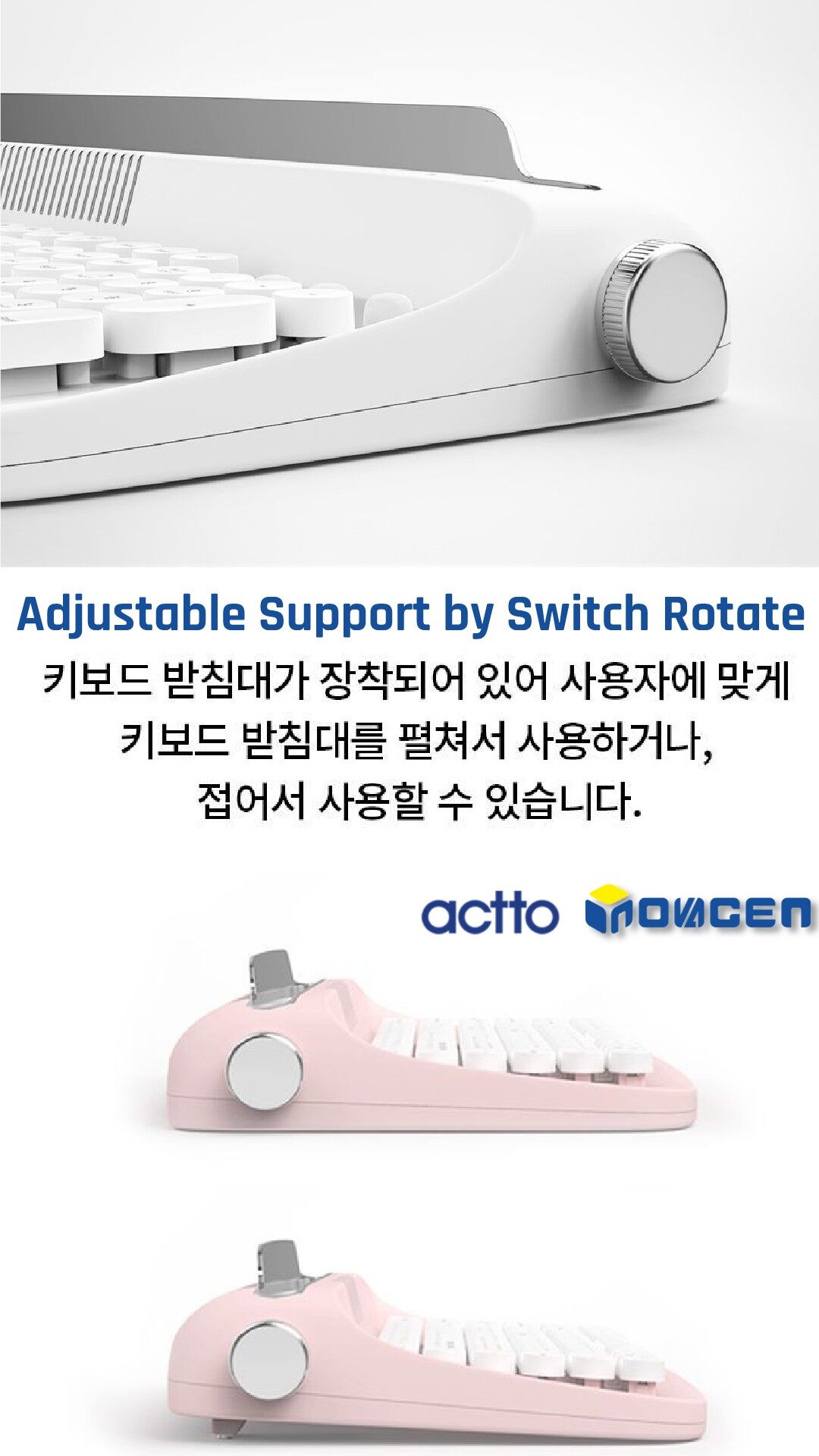 Bàn Phím ACTTO B503, Bàn Phím Máy Đánh Chữ Retro Bluetooth 5.0 Không Dây Có Chân Đế Tích Hợp Cho Điện Thoại, Máy Tính Bảng Hỗ Trợ Android/Windows/IOS