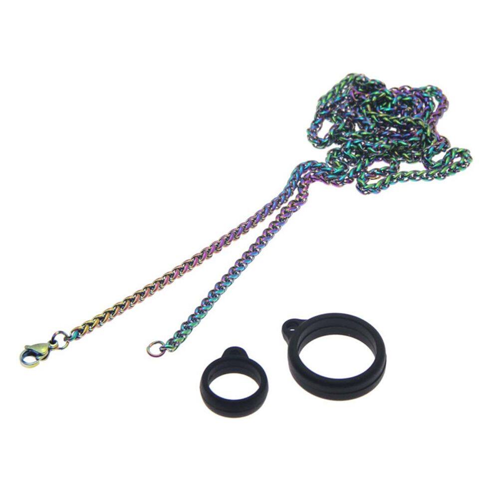 Stainless Steel Flexible Keel Chain Anti-lost Silicone hanging ring Necklace Fashion Hiphop Chain