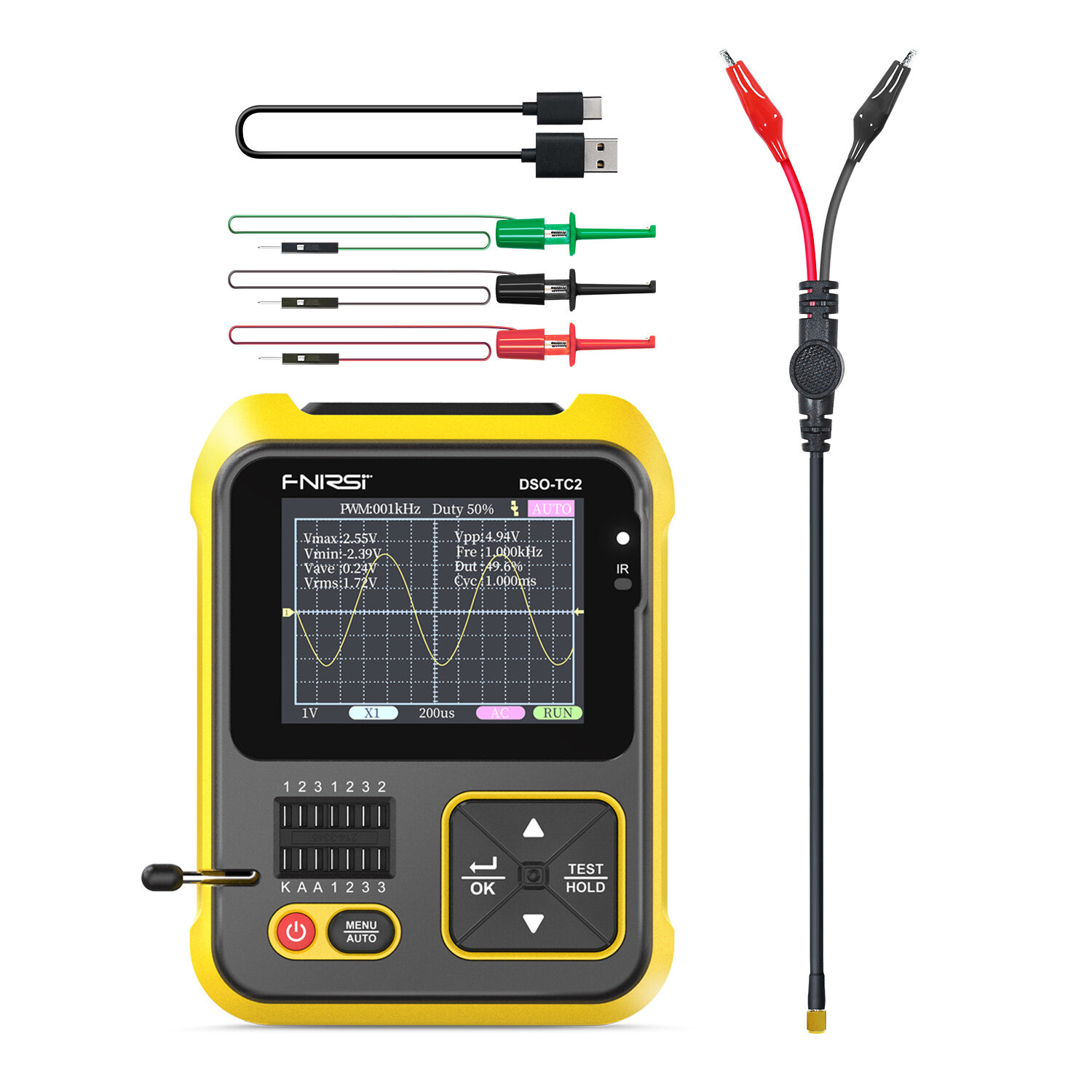 FNIRSI DSO-TC2 Handheld Oscilloscope Transistor Detector Digital ...