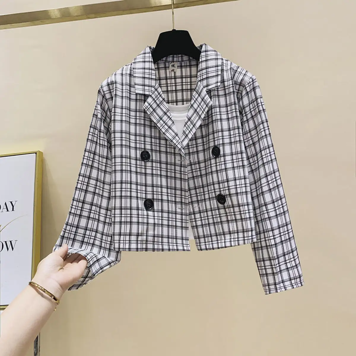 plaid short coat