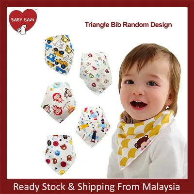 BABY BAM Baby Bibs Toddler Cotton Triangle Bib With Button (C5)