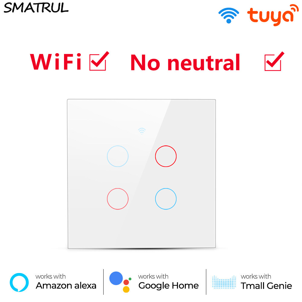 SMATRUL Smart Light Switch, NO Neutral Wire Needed,Tuya APP 2.4 GHz