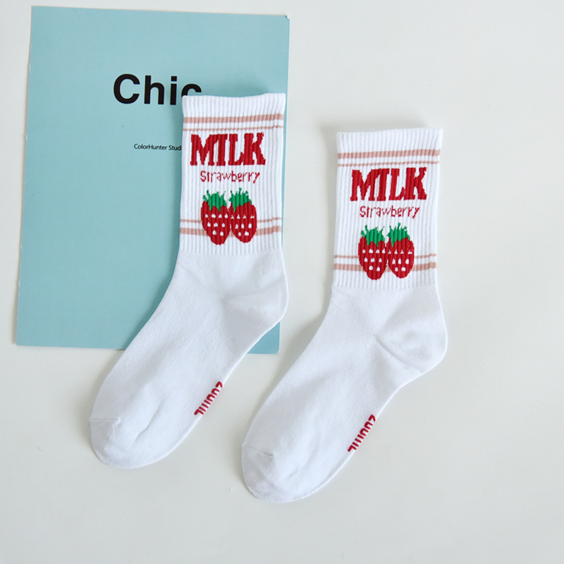 Women's Socks Cotton Colorful Cartoon Cute Funny Happy kawaii Moon strawberry cactus Socks for Girl Christmas Gift